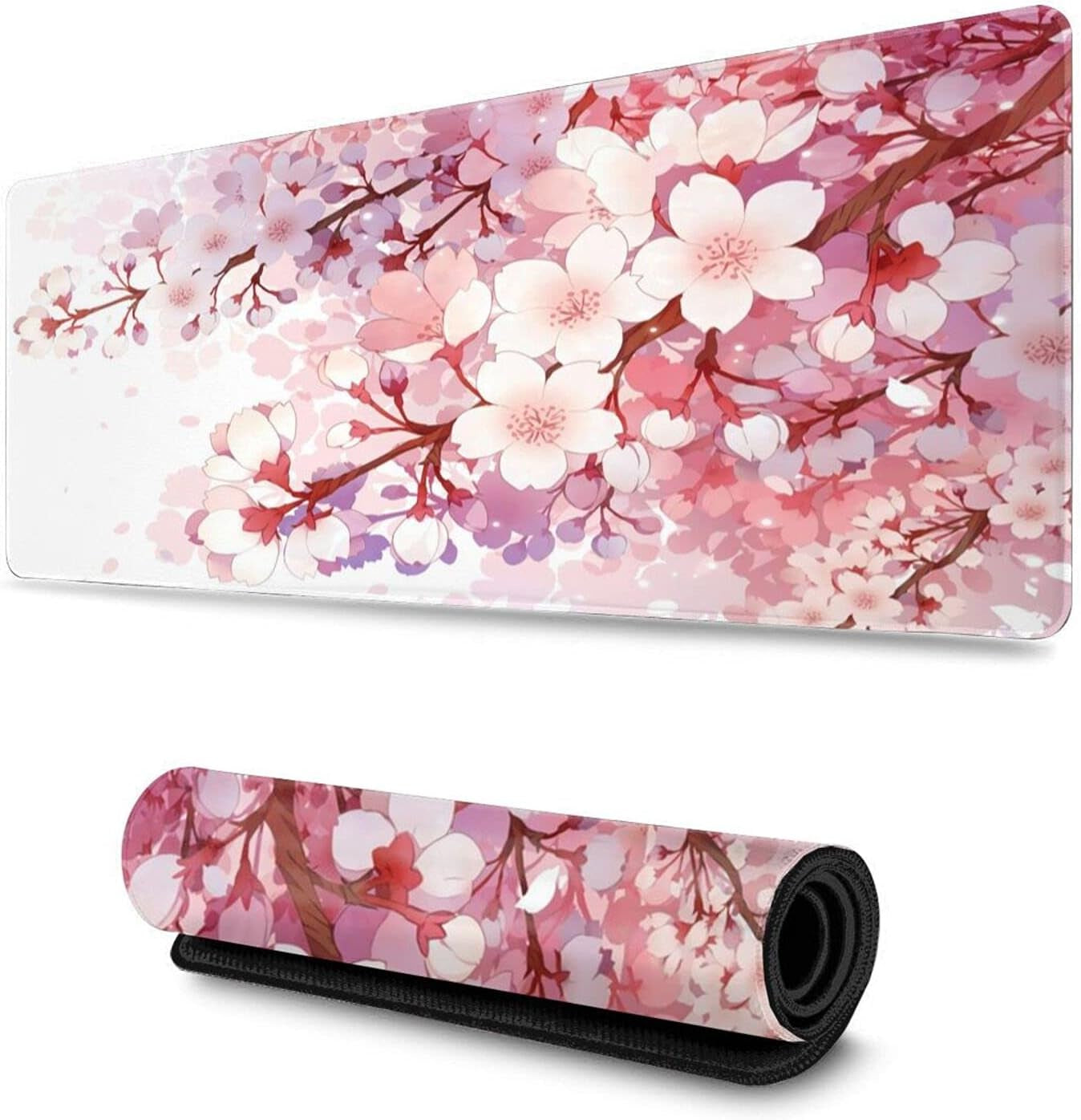 Cherry Blossom Floral Gaming Mouse Pad Large XL Flower Desk Mat Long Extended Pads Big Mousepad Home Office Decor Accessories for Computer Pc Laptop