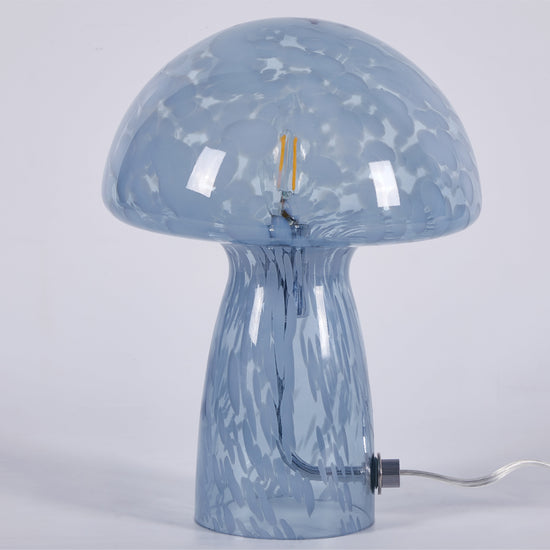 Novelty Glass Mushroom Lamp, Blue Tortoise, 12" H, Plug-In