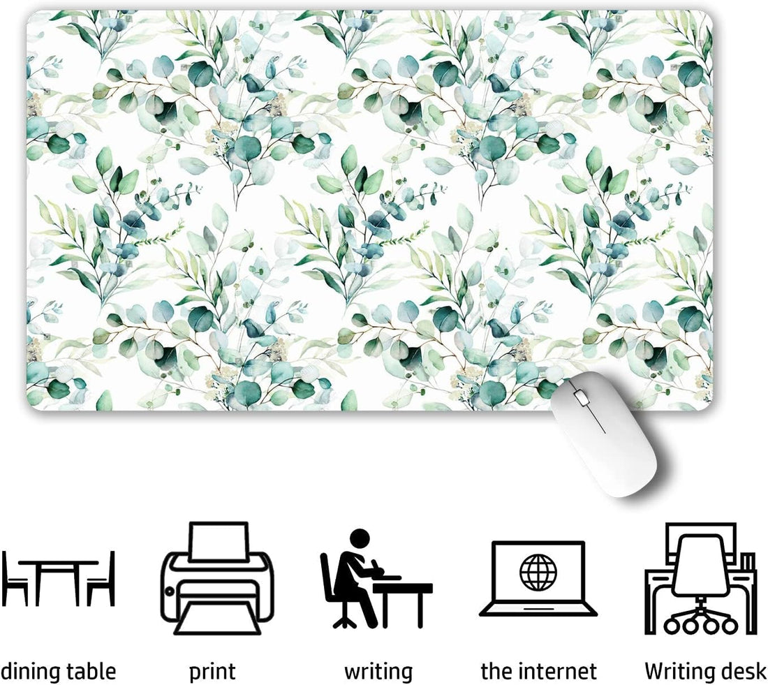 Extended Gaming Mouse Pad XXL Large Keyboard Mat Long Mousepad Desk Decor Writing Pad Non-Slip Rubber Base Waterproof Keyboard Mouse Mat Desk Pad for Work Game Office Home Eucalyptus Leaf Floral