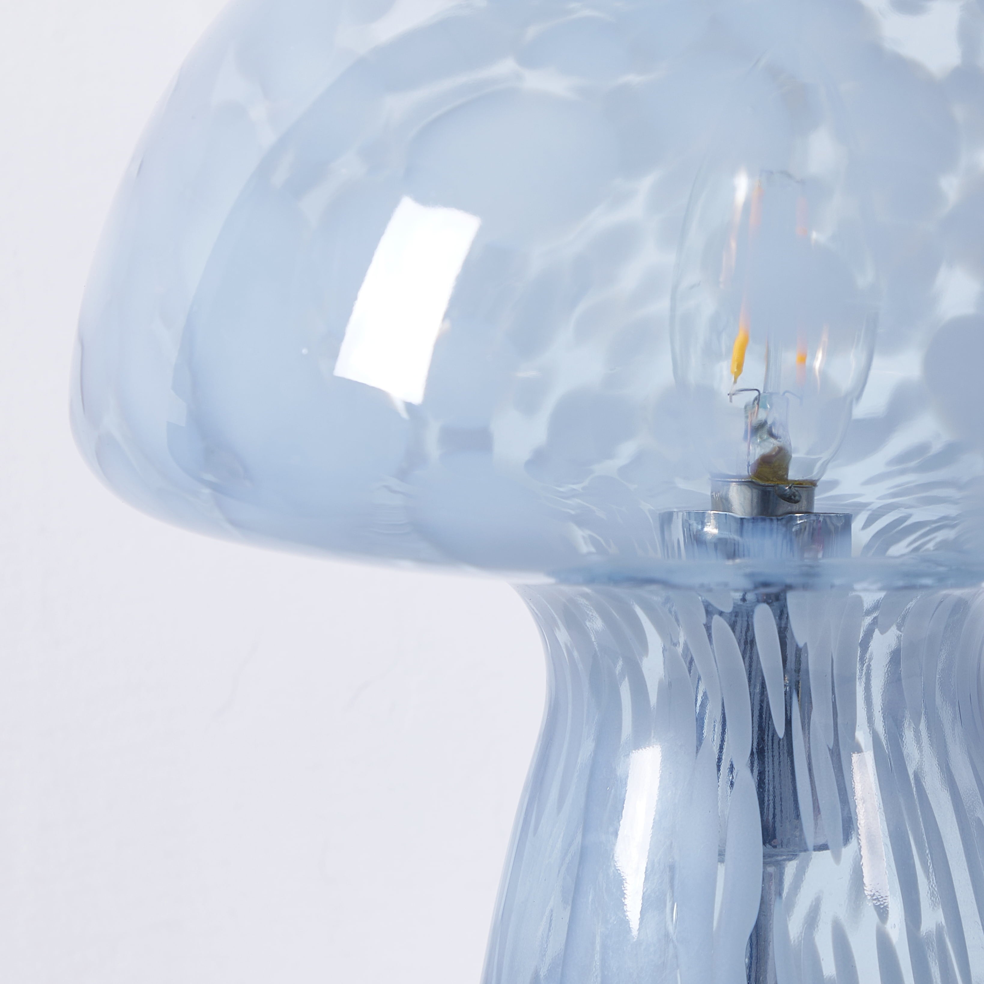 Novelty Glass Mushroom Lamp, Blue Tortoise, 12" H, Plug-In