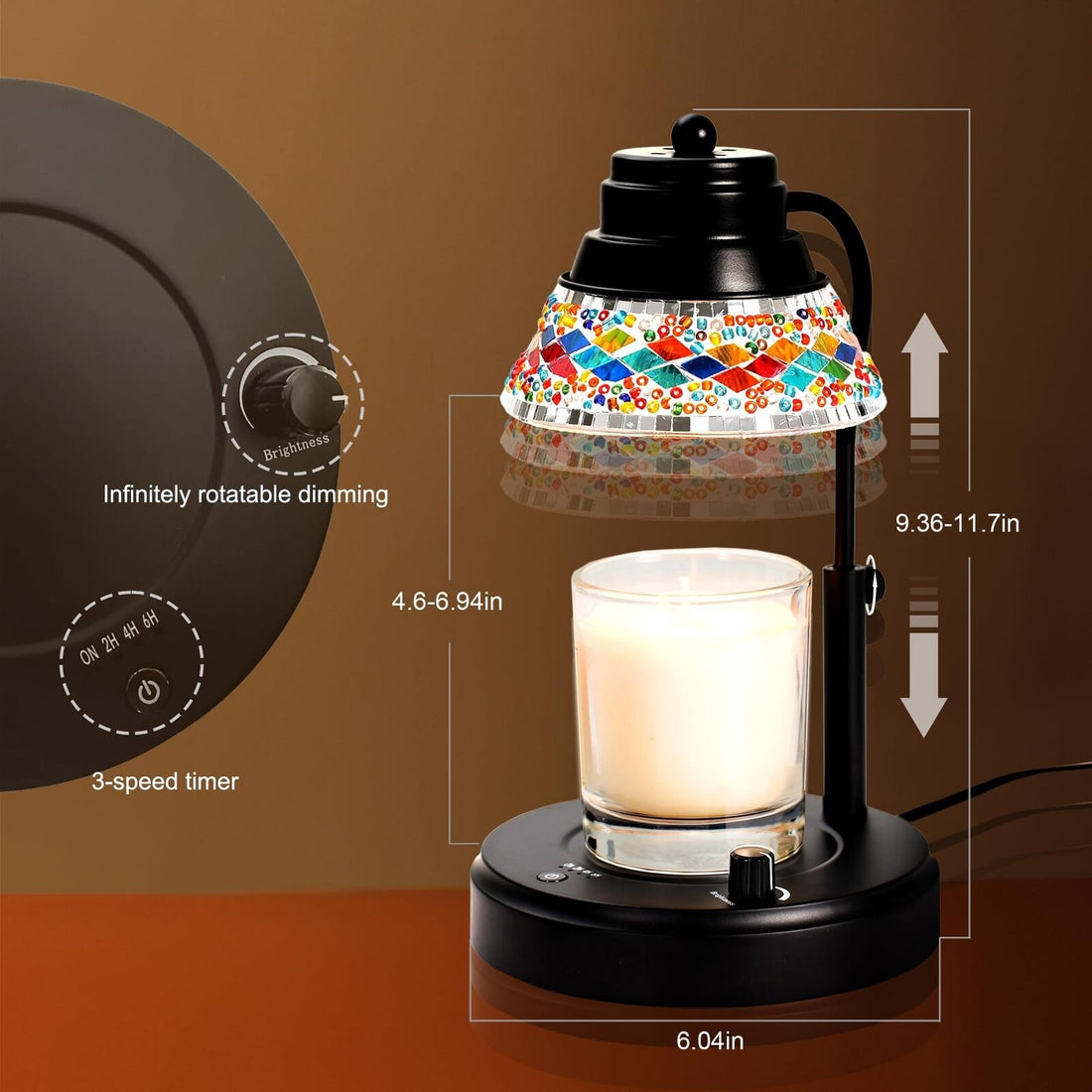 Candle Warmer with Time,Candle Lamp Warmer with Dimmable,Candl