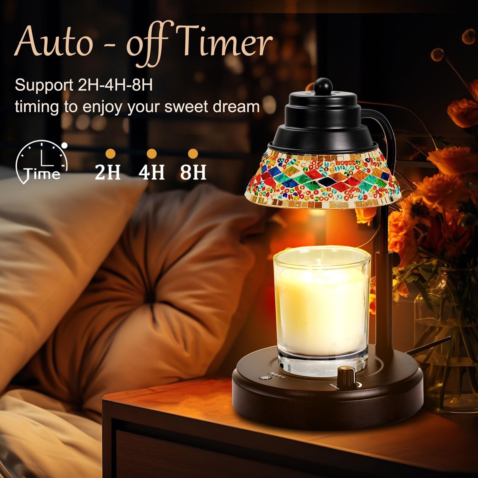 Candle Warmer with Time,Candle Lamp Warmer with Dimmable,Candl