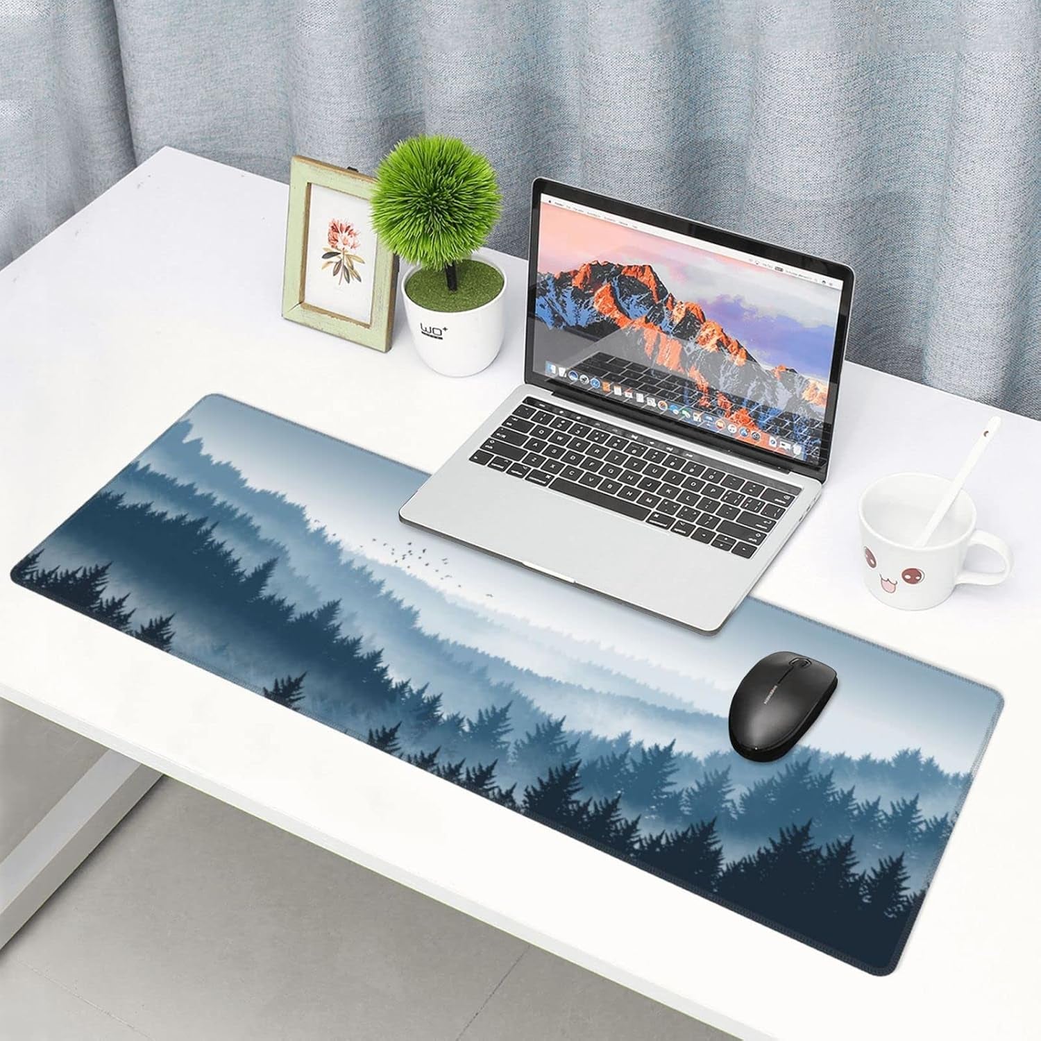 Misty Forest Gaming Mouse Pad XL, Non Slip Rubber Base Mousepad, Stitched Edges Desk Pad, Extended Large Mice Pad,31.5 X 11.8 Inch