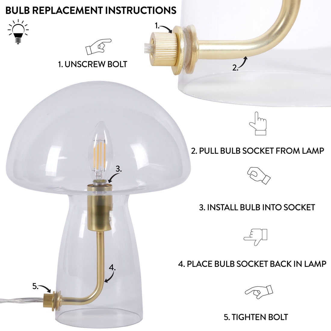 Novelty Glass Mushroom Lamp, Blue Tortoise, 12" H, Plug-In